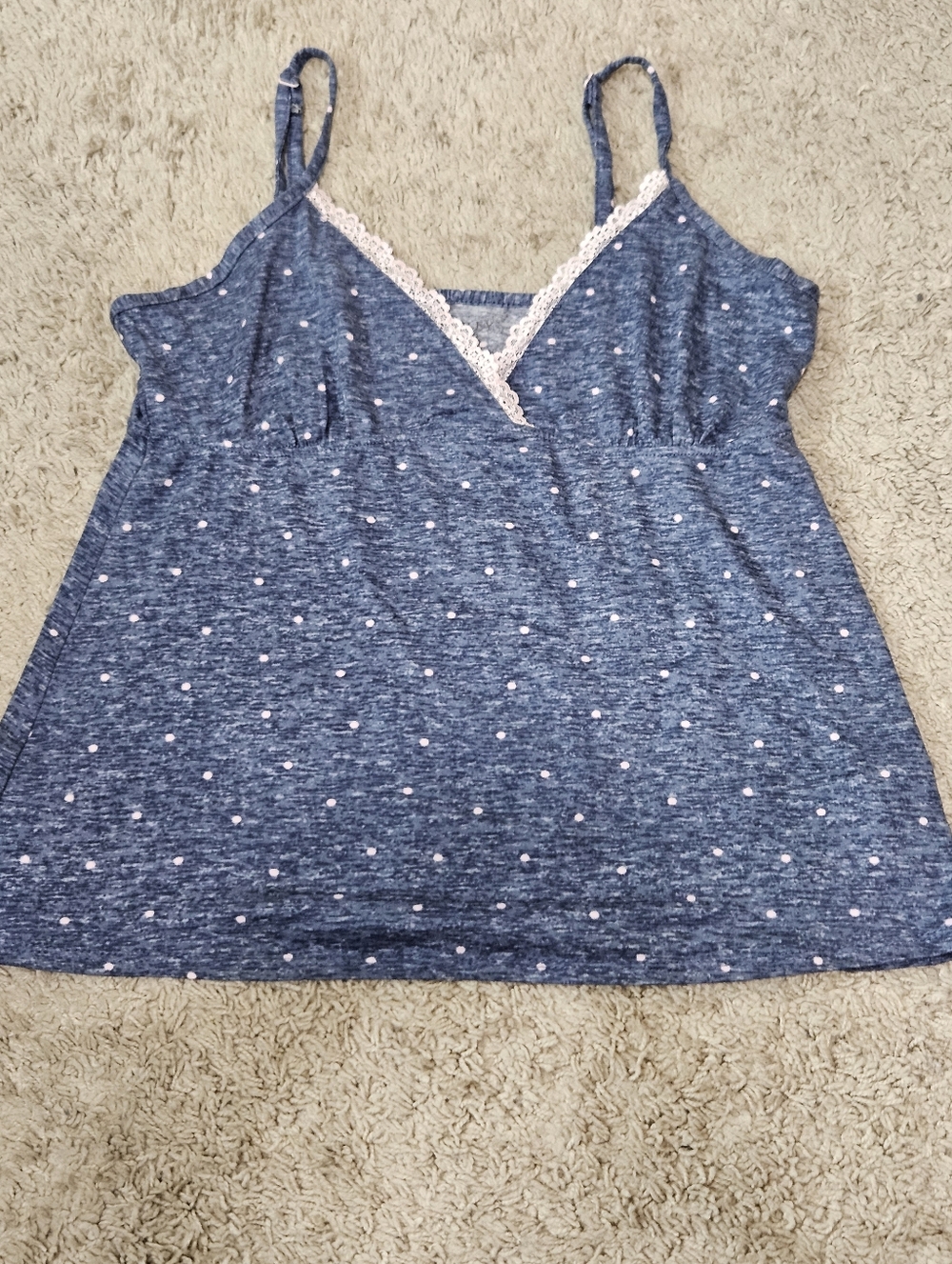Blue Polka Dot Lace Trim Cami Pink Dots and Lace
